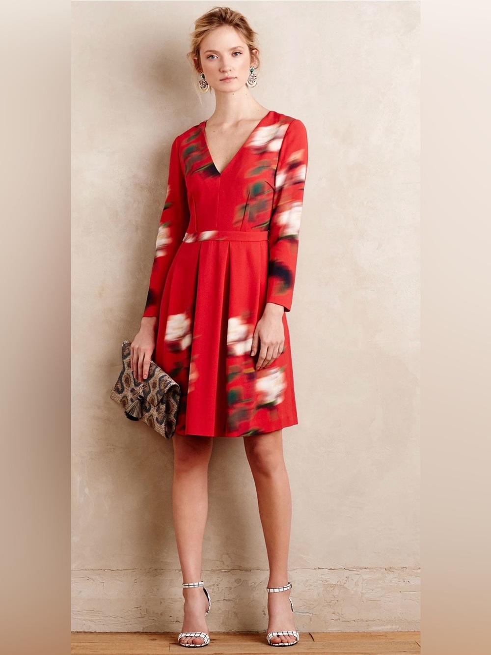 Peter Som Madeline Fit-and-Flare Dress with Abstract Floral Print
